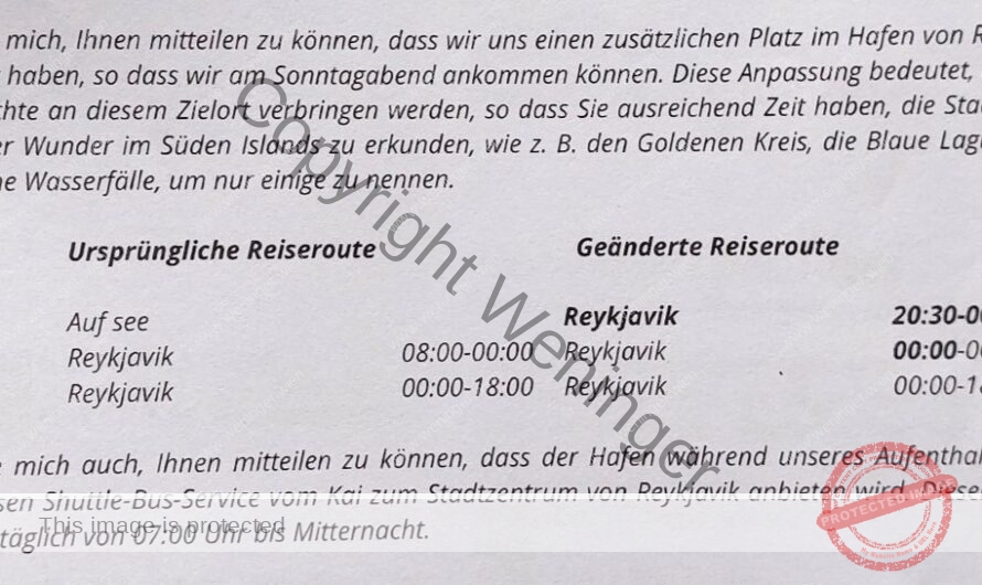 Ankunft in Reykjavik vorverlegt