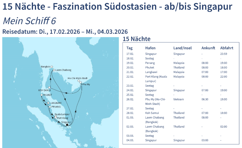 unser geplante Route